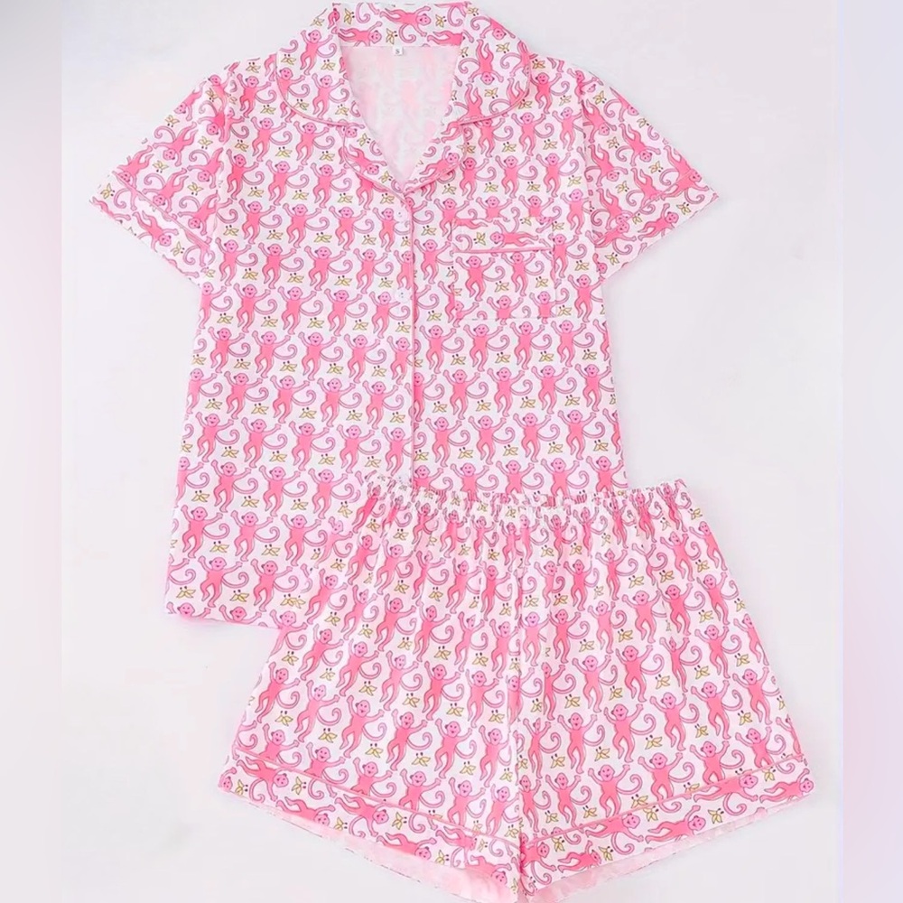Pink Monkey Pajamas - brand new